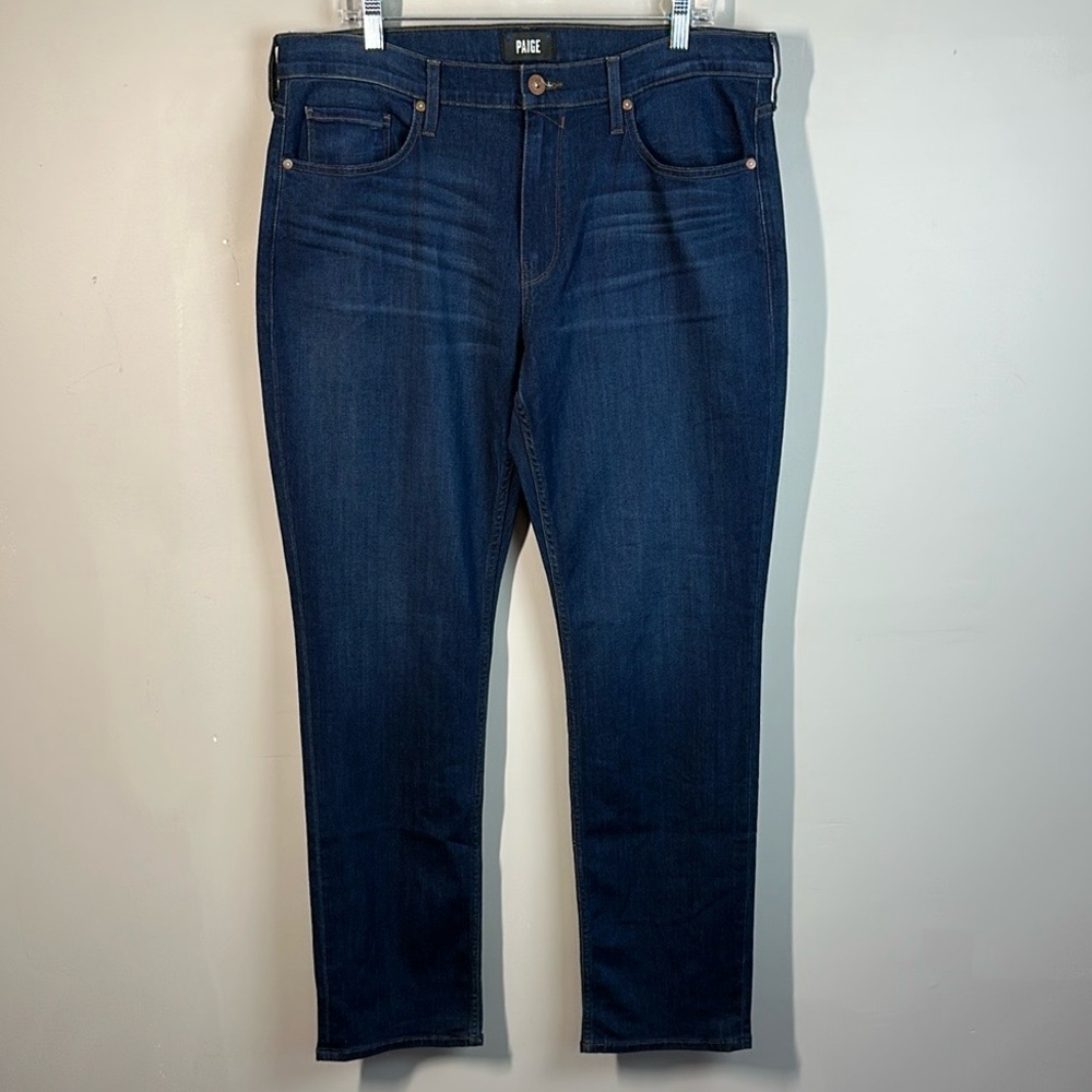 PAIGE Men's Straight Jeans in Dark Indigo Blue